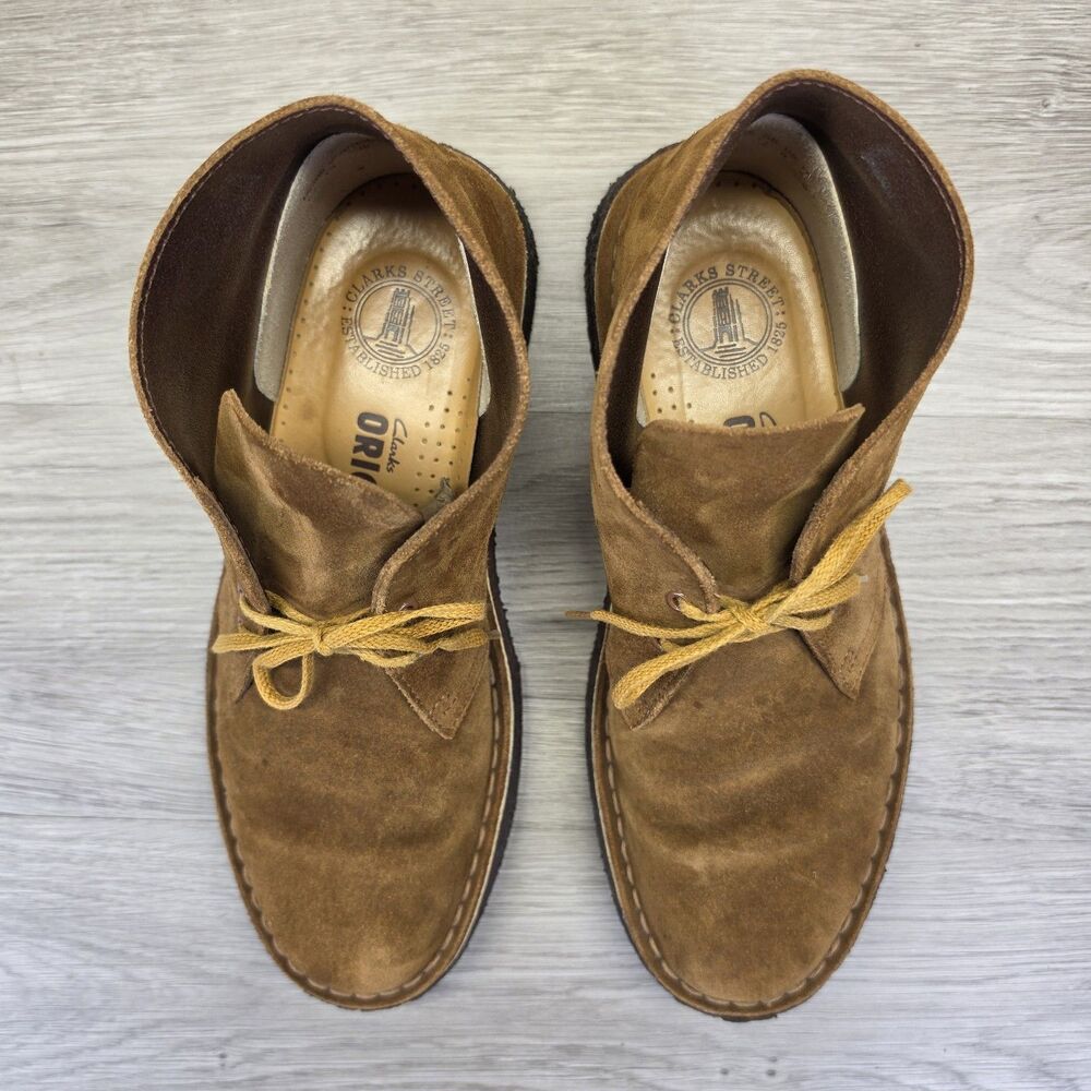 Clarks Originals Men's Desert Boots Brown Suede Crepe Sole Chukka Shoes Size 8 - Picture 6 of 12